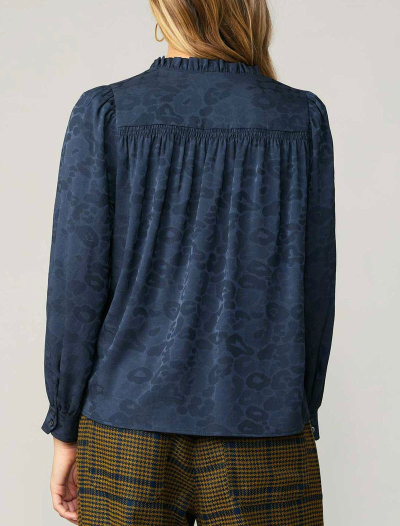 RUFFLE NECK LONG SLEEVE BLOUSE (available in charcoal only)