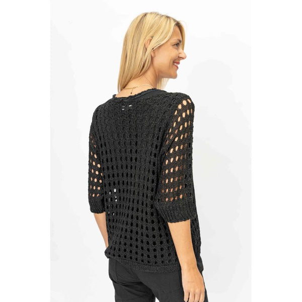 CROCHET SHIMMER SWEATER (available in black and gold)