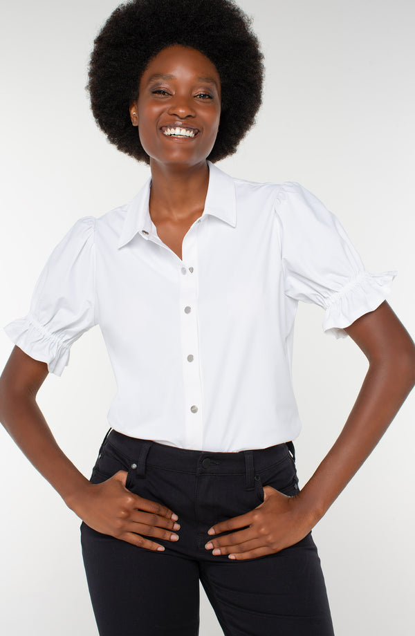 SNAP FRONT ELBOW PUFF SLEEVE (available in 2 colors)