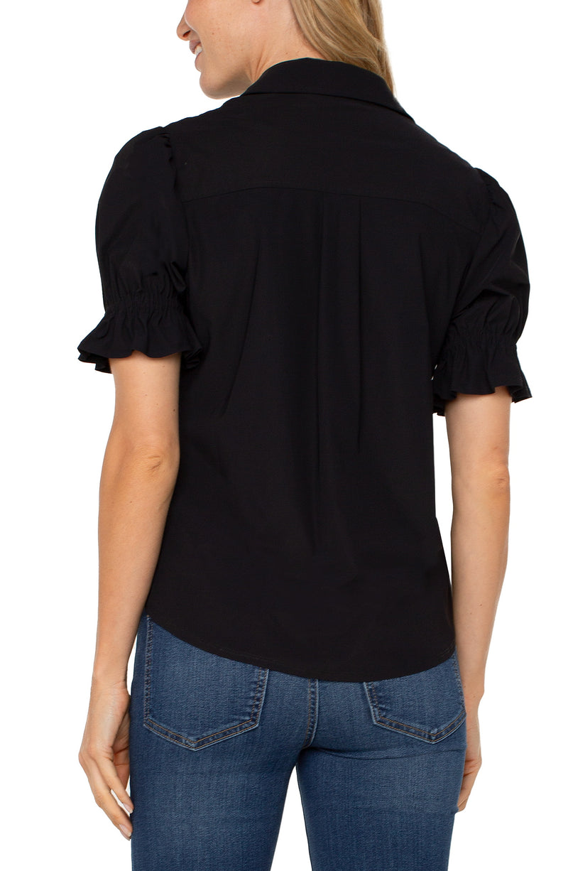 SNAP FRONT ELBOW PUFF SLEEVE (available in 2 colors)