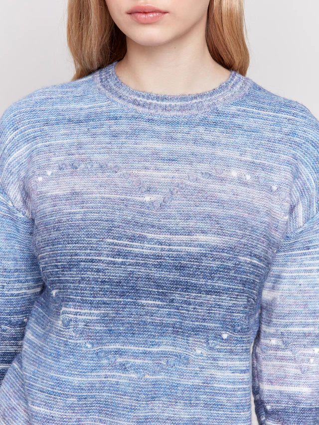 SPACED DYE DROP SHOULDER SWEATER