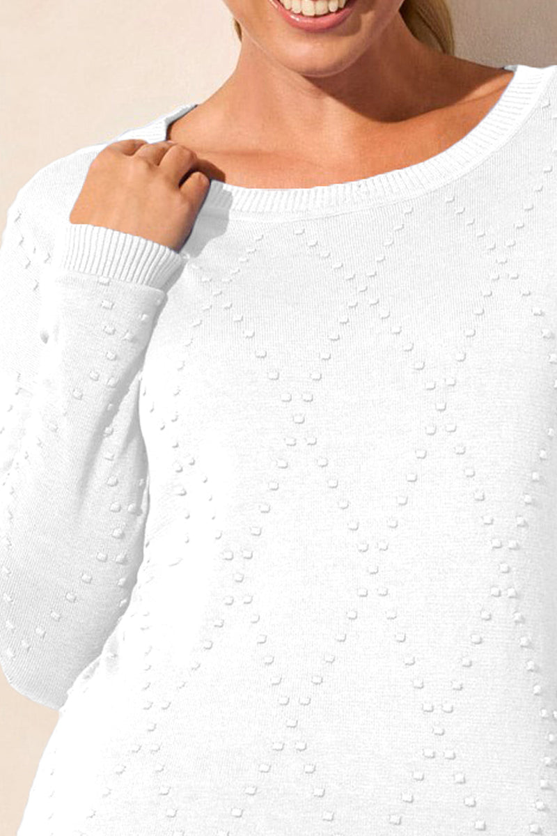 LONG SLEEVE CREW NECK SWEATER WITH DETAIL