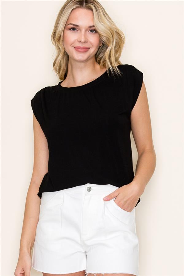 ROUCHED SHOULDER TOP ( available in 2 colors)