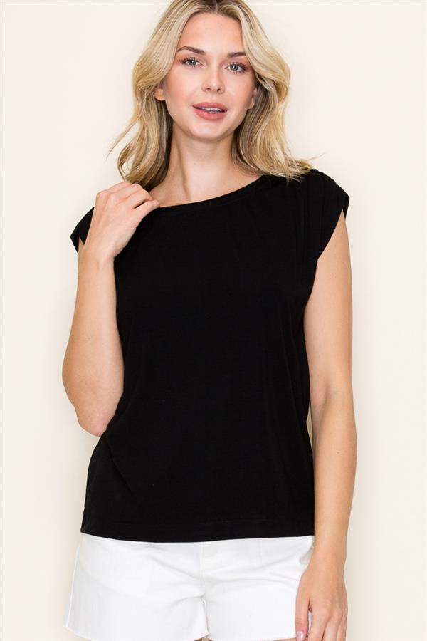 ROUCHED SHOULDER TOP ( available in 2 colors)