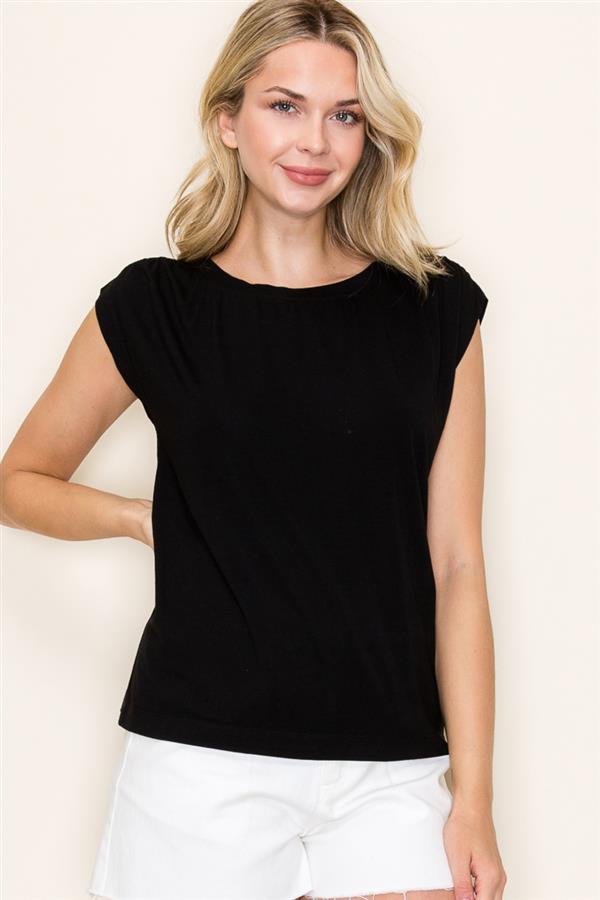 ROUCHED SHOULDER TOP ( available in 2 colors)