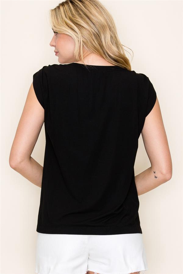 ROUCHED SHOULDER TOP ( available in 2 colors)