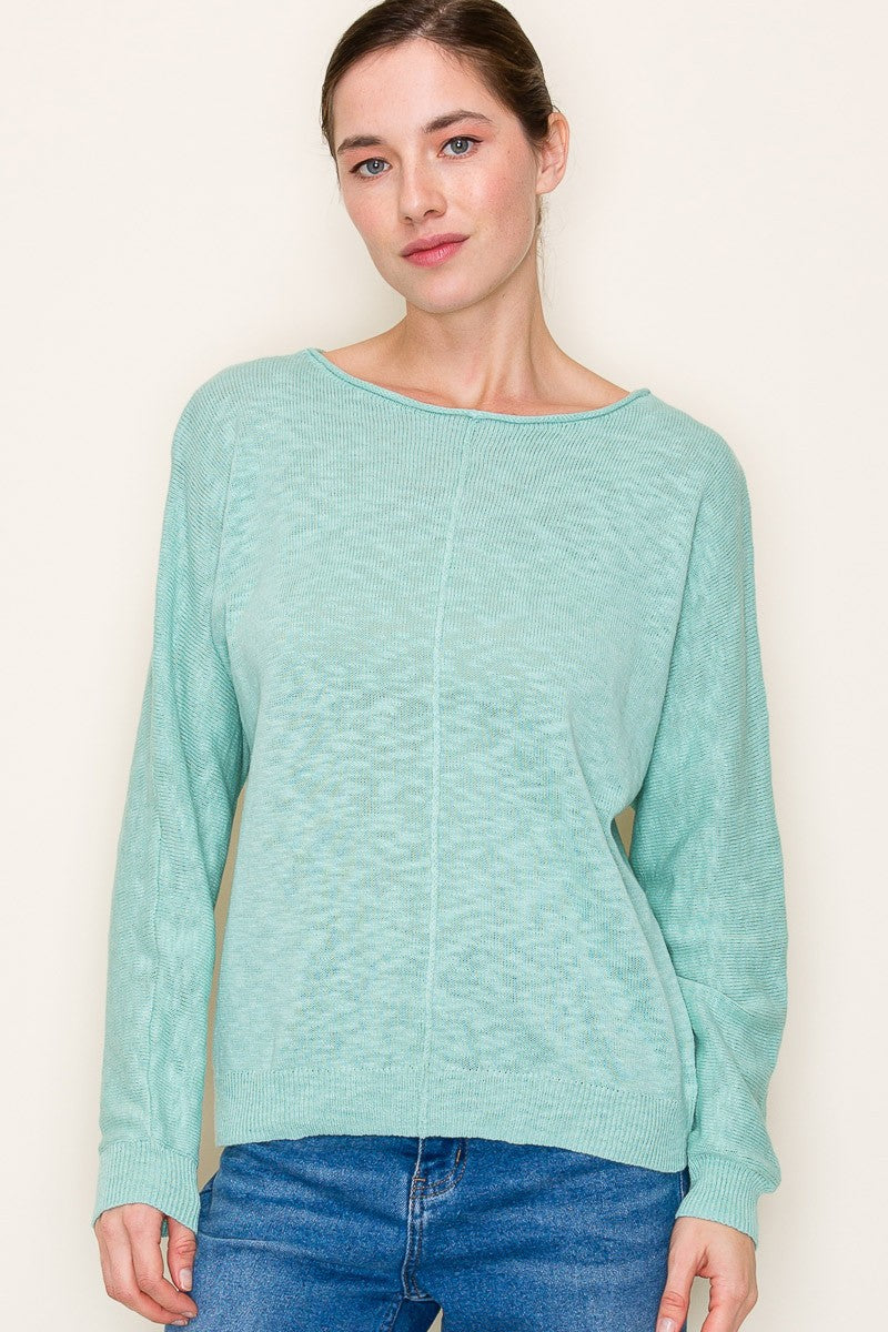 BOAT NECK CENTER SEAM SWEATER (available in more colors)