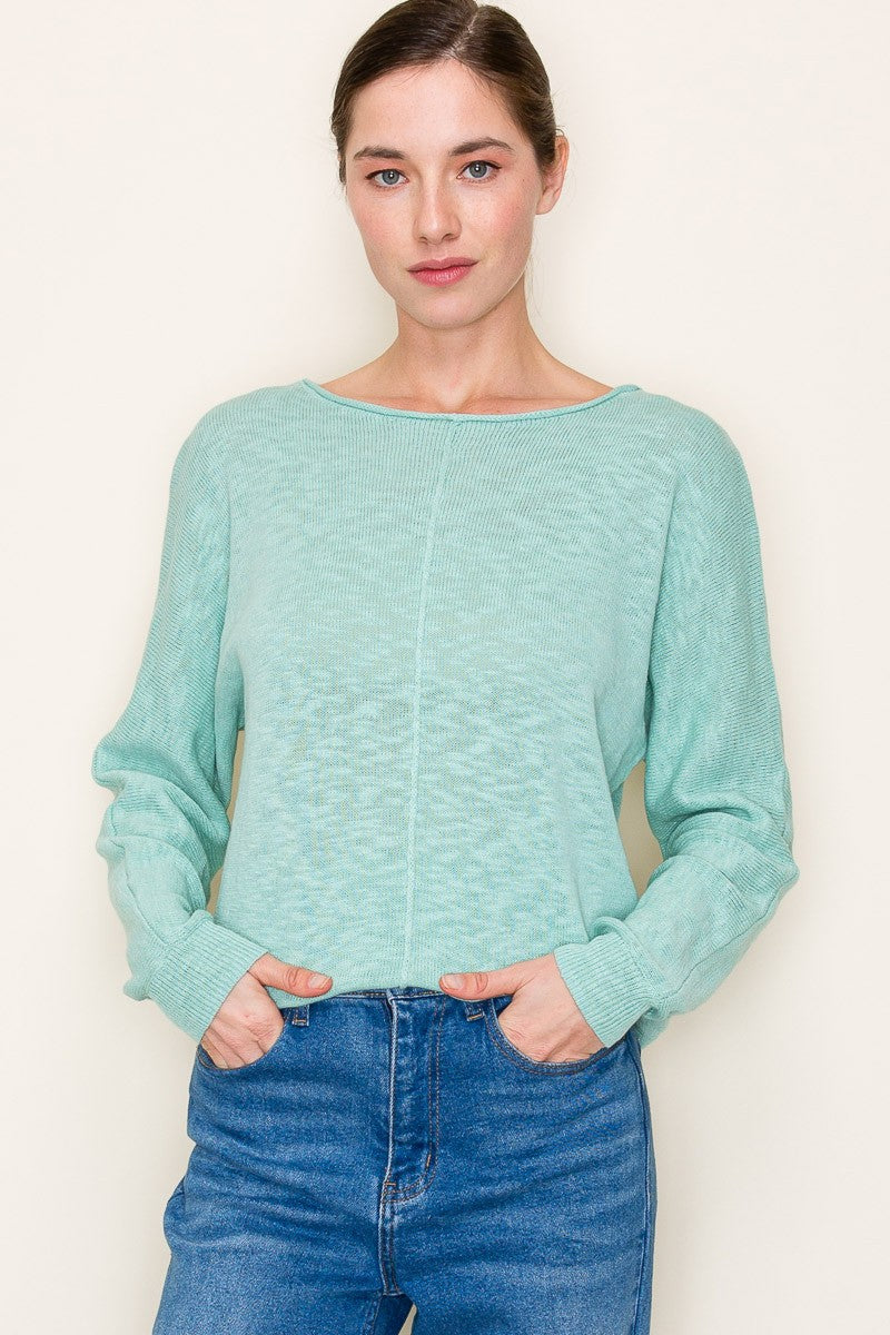 BOAT NECK CENTER SEAM SWEATER (available in more colors)