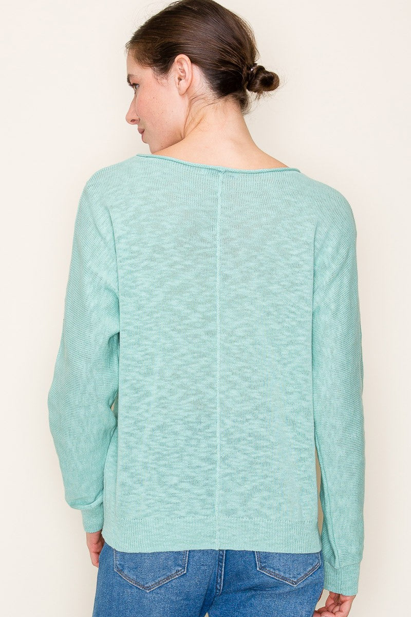 BOAT NECK CENTER SEAM SWEATER (available in more colors)