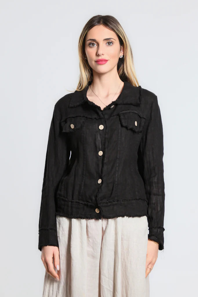 LINEN FRAYED JACKET (available in more colors)