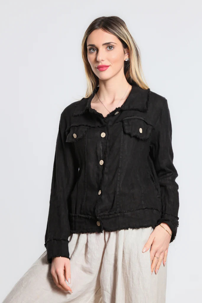 LINEN FRAYED JACKET (available in more colors)