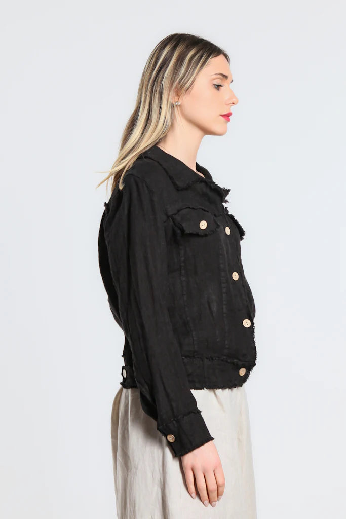 LINEN FRAYED JACKET (available in more colors)