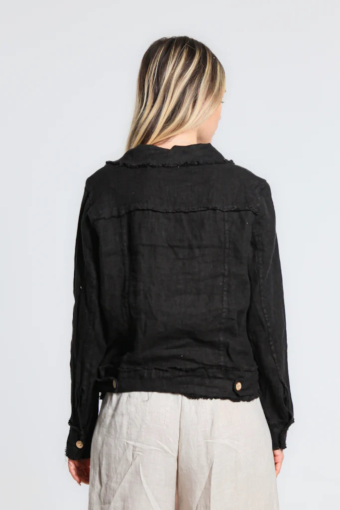 LINEN FRAYED JACKET (available in more colors)