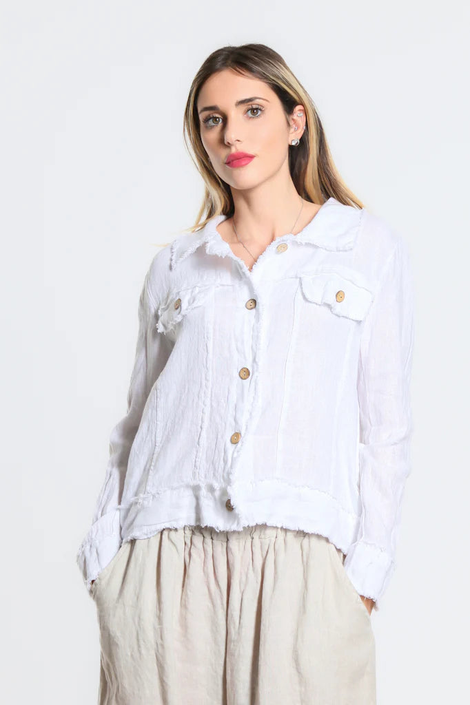 LINEN FRAYED JACKET (available in more colors)