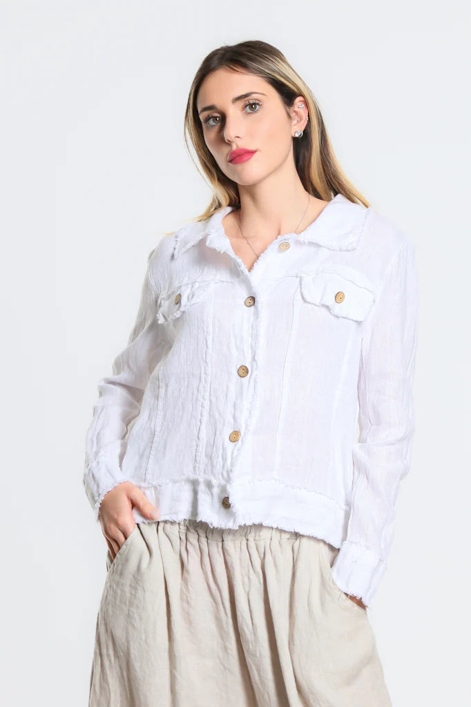 LINEN FRAYED JACKET (available in more colors)