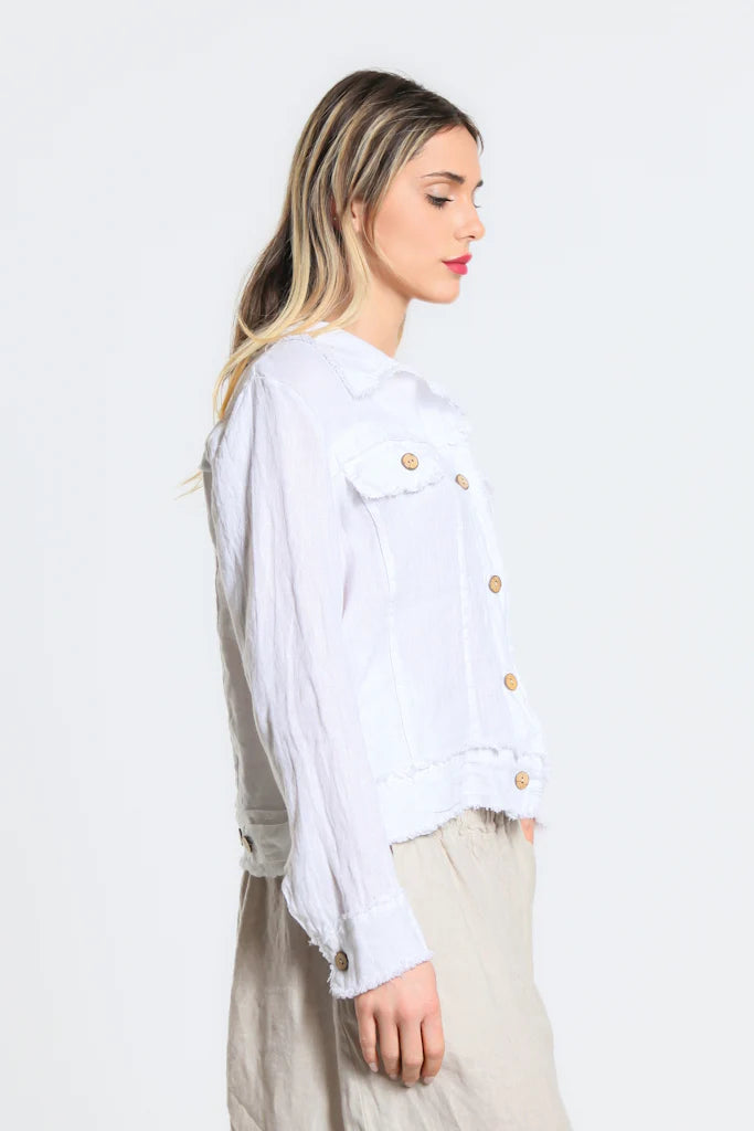 LINEN FRAYED JACKET (available in more colors)