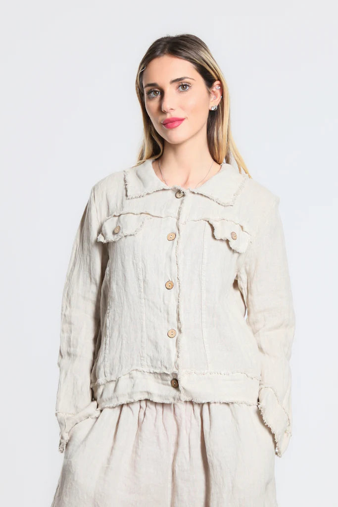 LINEN FRAYED JACKET (available in more colors)