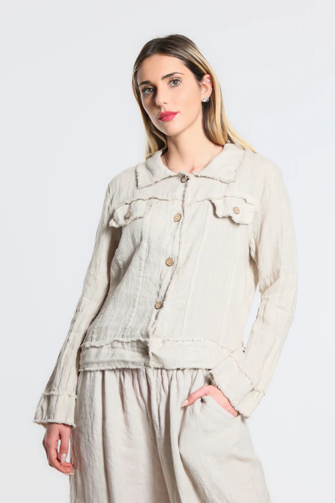 LINEN FRAYED JACKET (available in more colors)