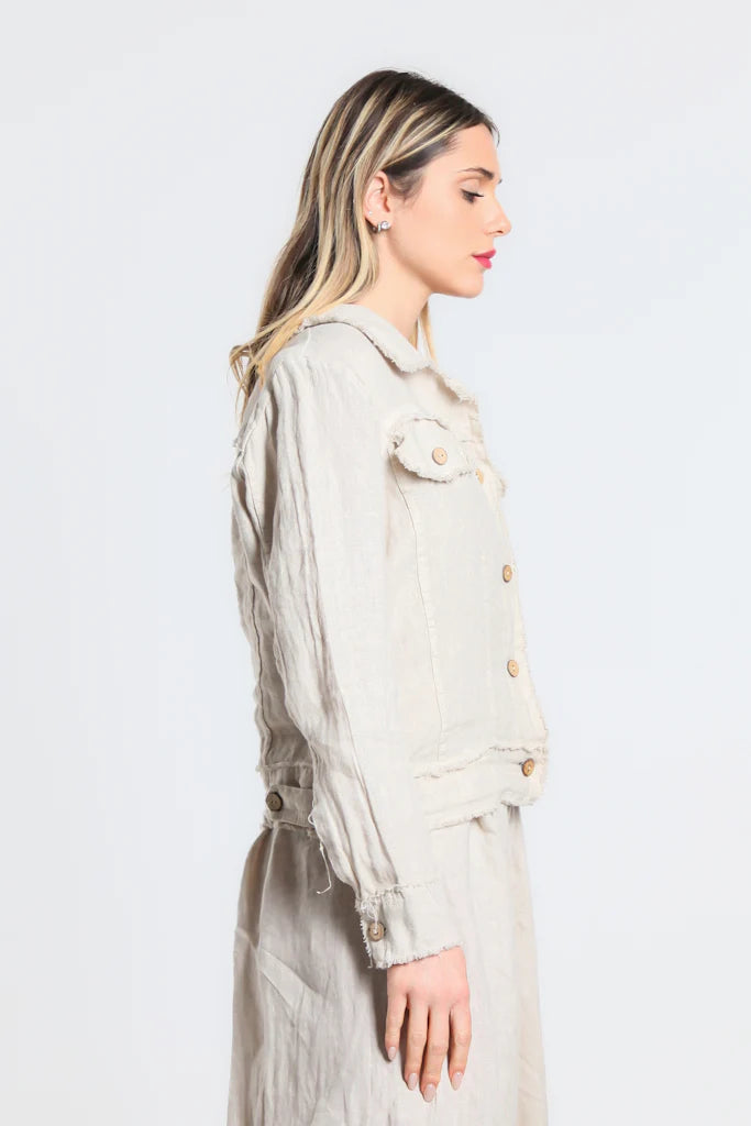 LINEN FRAYED JACKET (available in more colors)