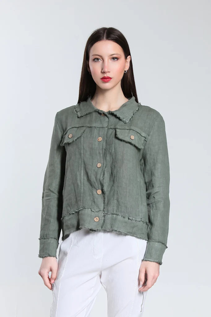 LINEN FRAYED JACKET (available in more colors)