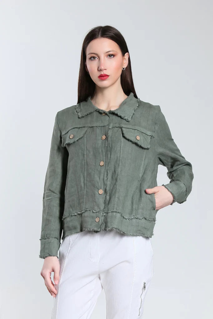 LINEN FRAYED JACKET (available in more colors)