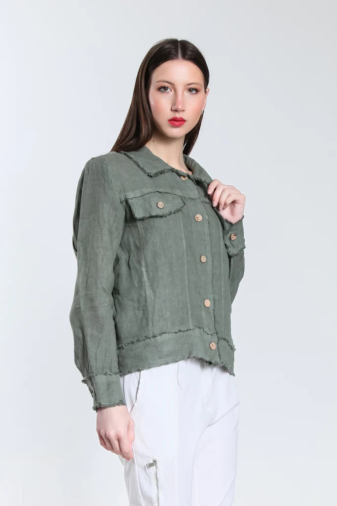 LINEN FRAYED JACKET (available in more colors)