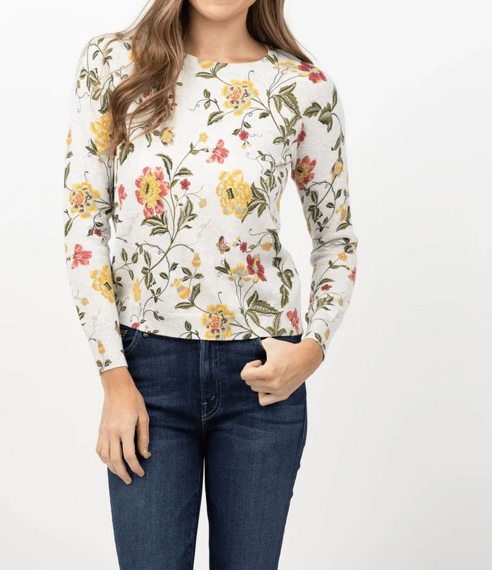 FLORAL CREW NECK SWEATER