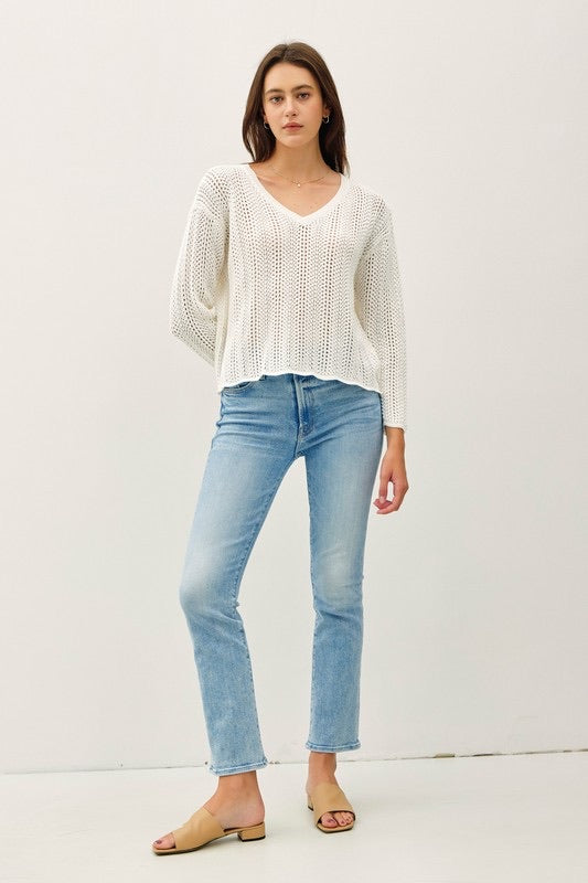 CROCHET LIGHT WEIGHT SWEATER ( available in 2 colors)