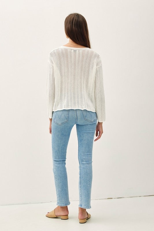 CROCHET LIGHT WEIGHT SWEATER ( available in 2 colors)