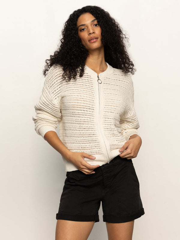 OPEN KNIT BOMBER