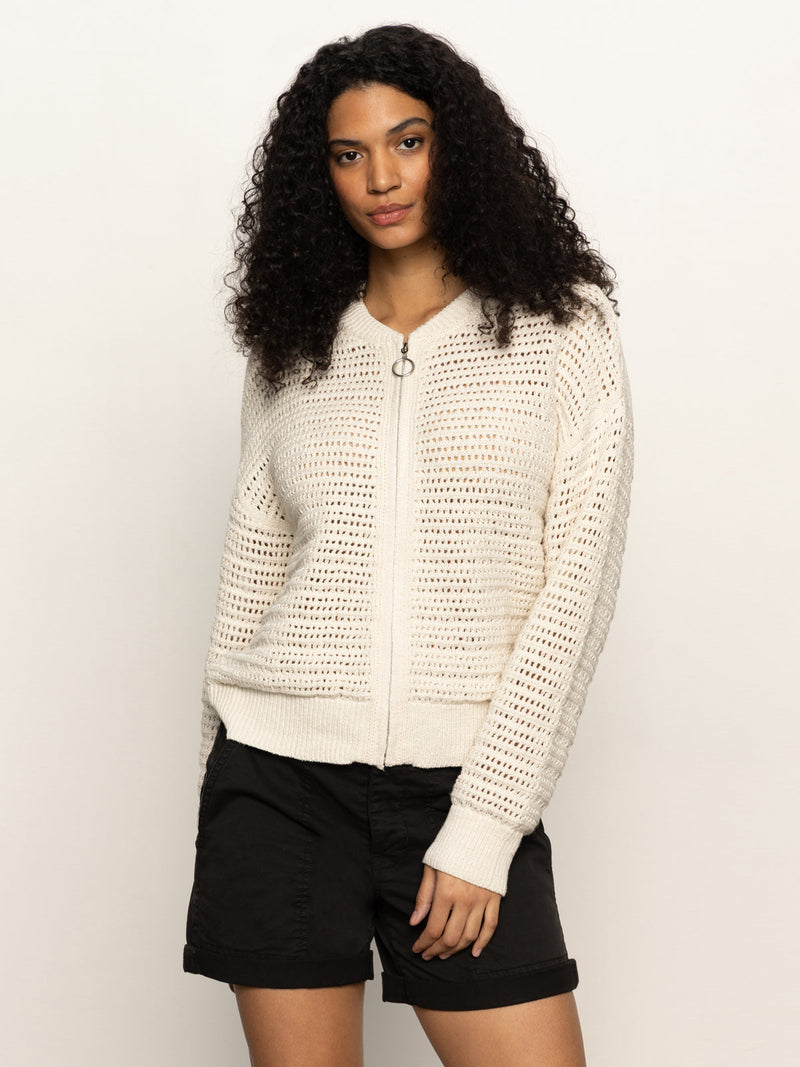 OPEN KNIT BOMBER