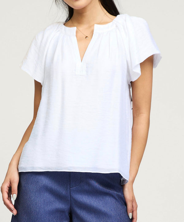 V NECK FLUTTER SLEEVE TOP (available in White & Black)