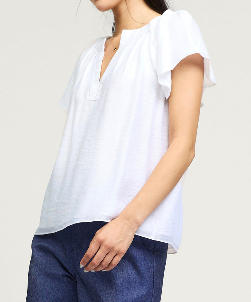 V NECK FLUTTER SLEEVE TOP (available in White & Black)