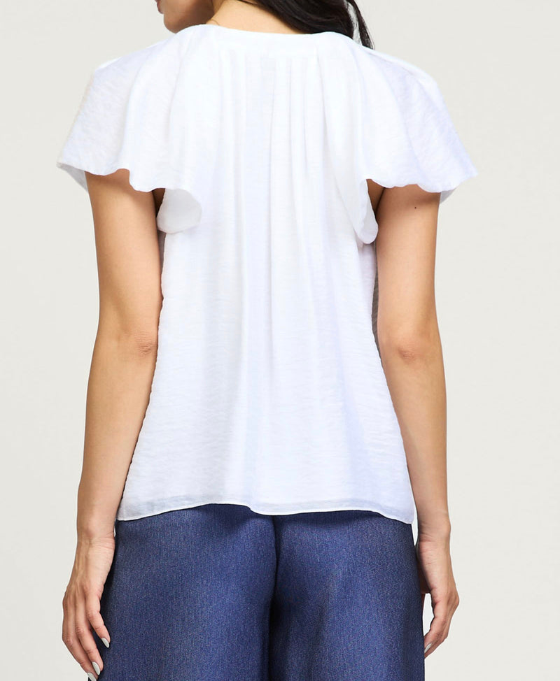 V NECK FLUTTER SLEEVE TOP (available in White & Black)