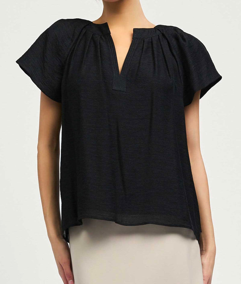 V NECK FLUTTER SLEEVE TOP (available in White & Black)