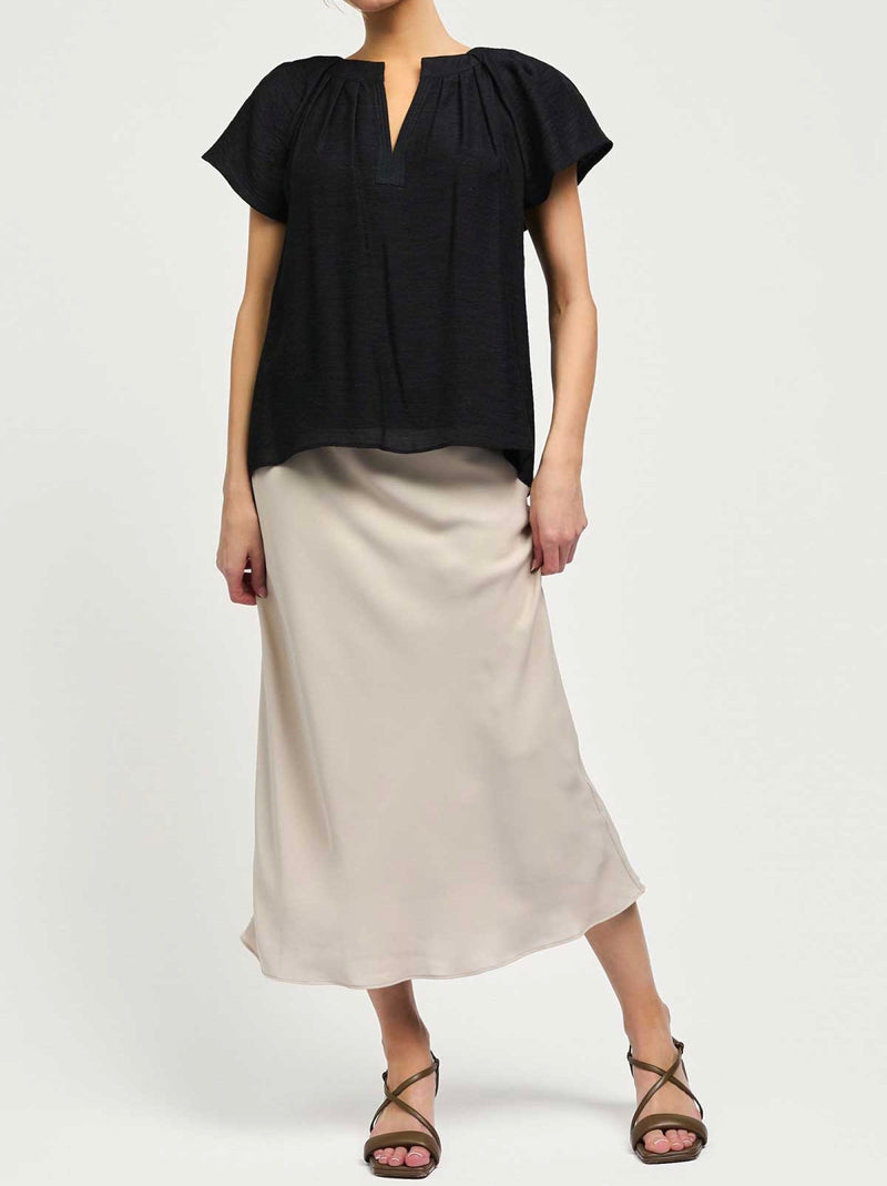 V NECK FLUTTER SLEEVE TOP (available in White & Black)