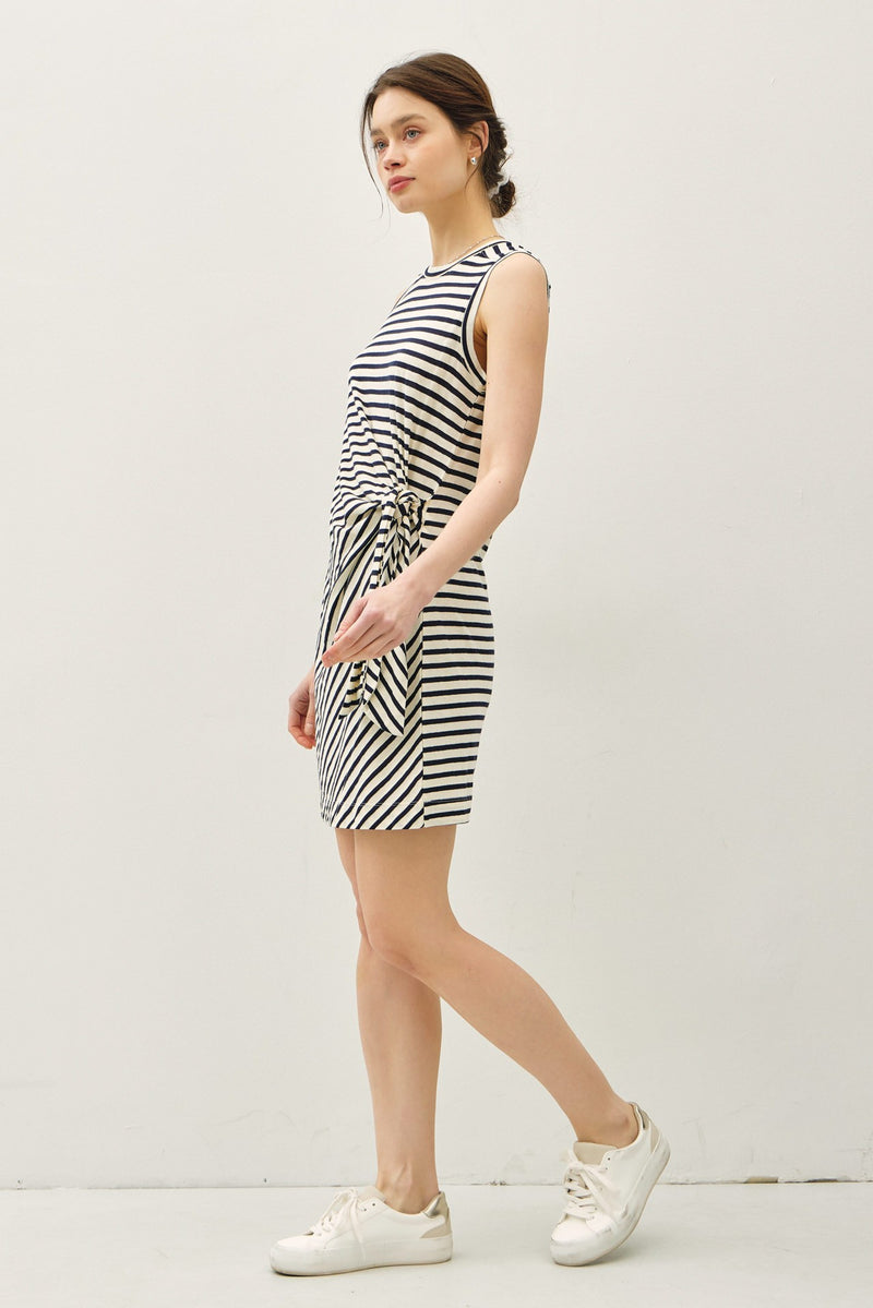 STRIPED LINEN BLEND TANK DRESS