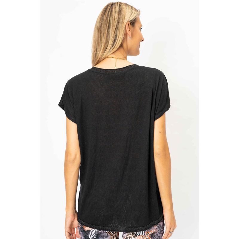 V NECK TEE WITH LUREX (available in 2 colors)