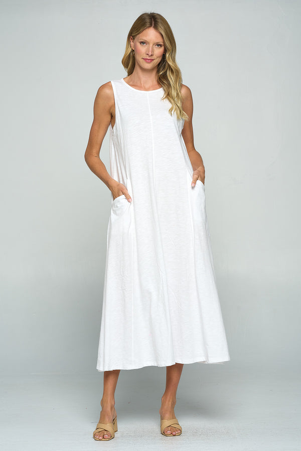LONG TANK DRESS WITH POCKETS