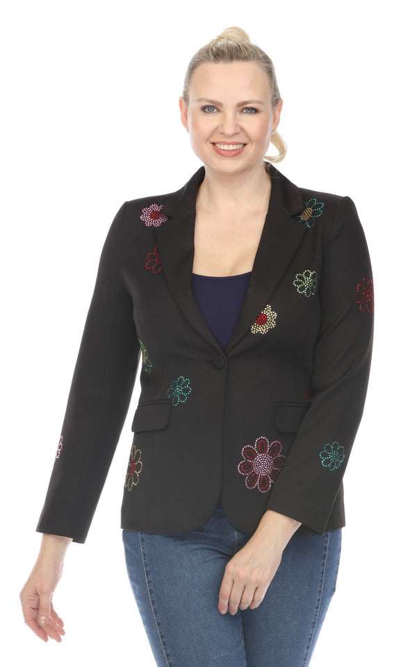 PAULINA FLOWER RHINESTONE BLAZER