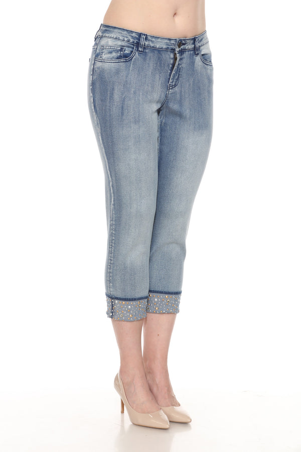 YONA JEAN CAPRI WITH STONE CUFF