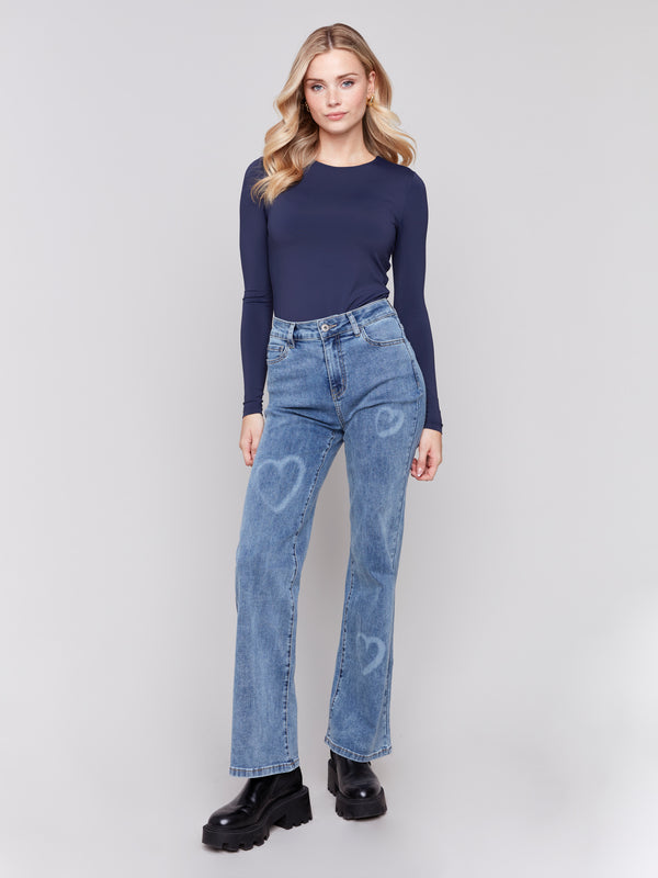 FLARE JEANS WITH HEARTS