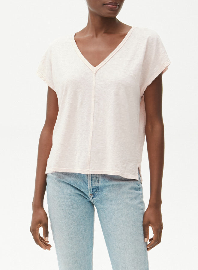 LIZZY V NECK TEE (AVAILABLE IN CHALK & SHADOW)
